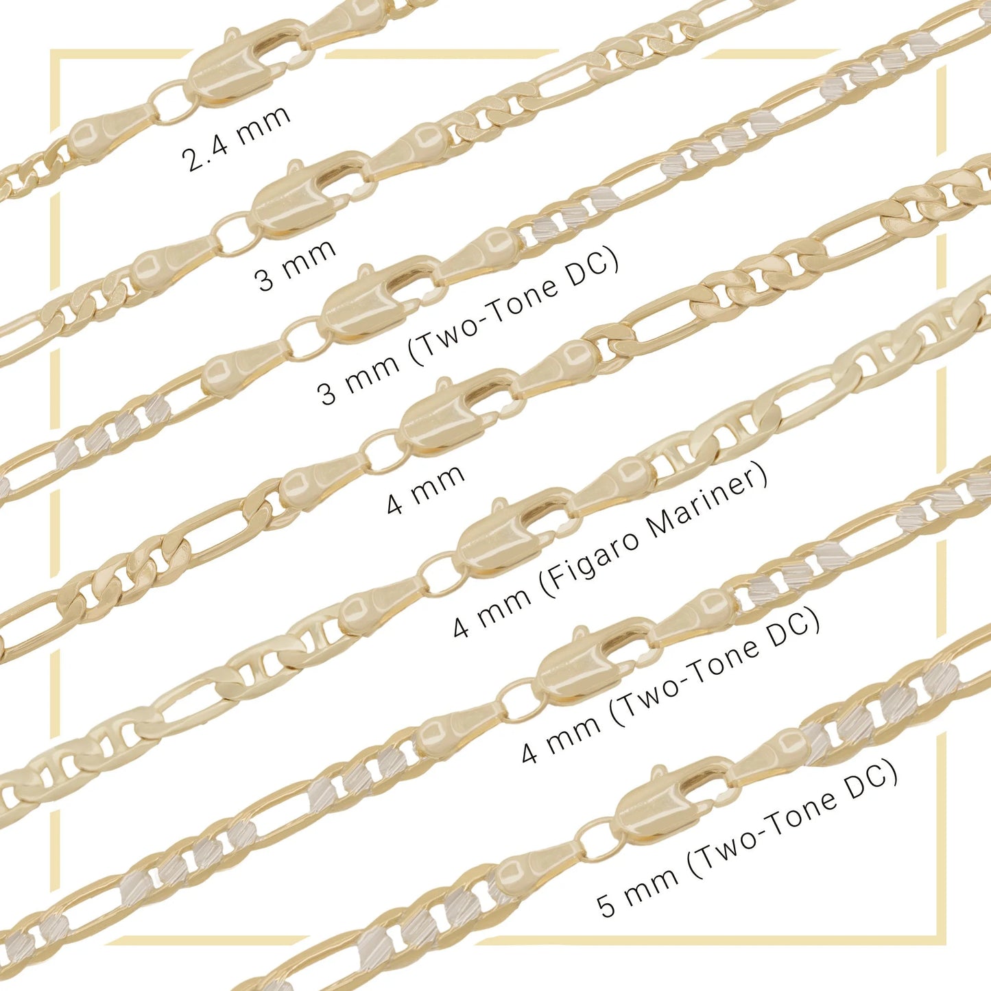 Figaro Chain Anklet 14K Gold Filled 10" Ankle Jewelry Women Diamond Cut 4 Mm